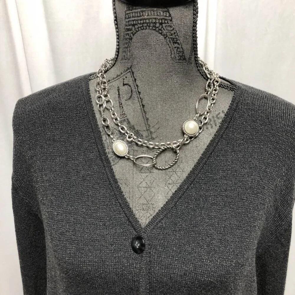 Venezia Cardigan Womens Size 18 - 20 Gray Button Front Minimalist Layering